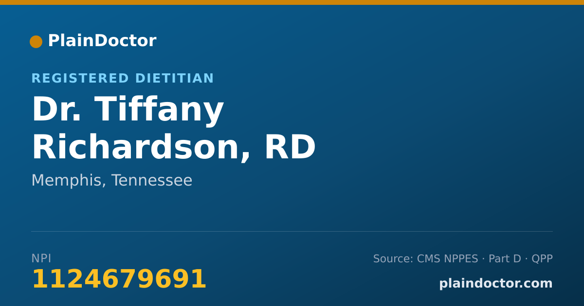 Shareable card for Tiffany Richardson, RD - Registered Dietitian, Memphis, TN