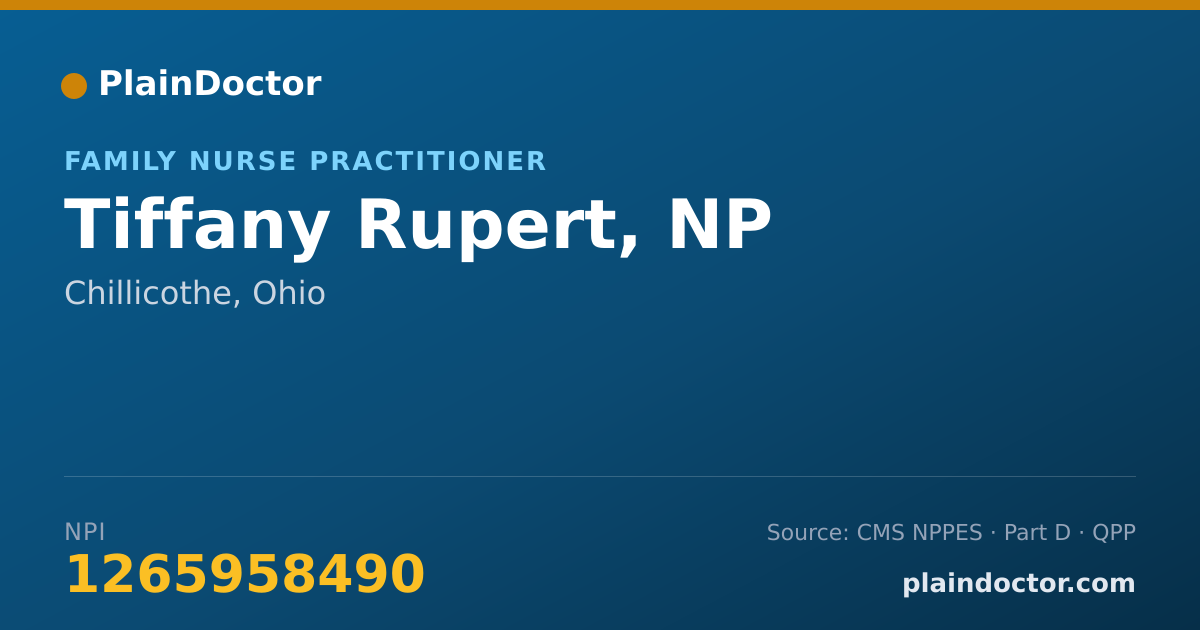 Shareable card for Tiffany Rupert, NP - Family Nurse Practitioner, Chillicothe, OH