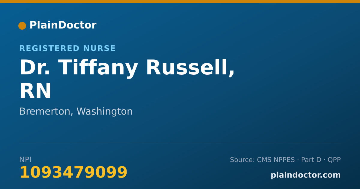 Shareable card for Tiffany Russell, RN - Registered Nurse, Bremerton, WA