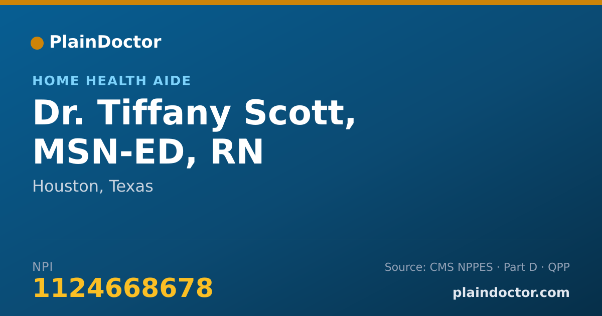 Shareable card for Tiffany Scott, MSN-ED, RN - Home Health Aide, Houston, TX