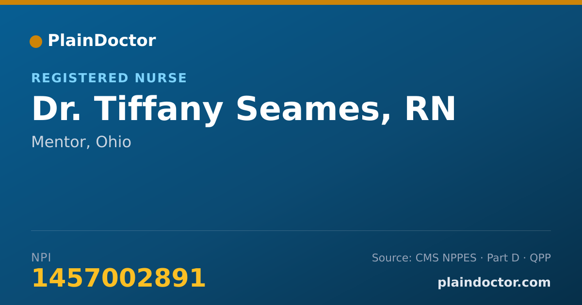 Shareable card for Tiffany Seames, RN - Registered Nurse, Mentor, OH