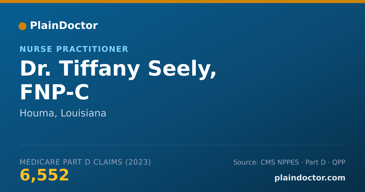Shareable card for Tiffany Seely, FNP-C - Nurse Practitioner, Houma, LA