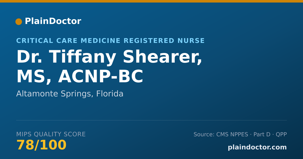 Shareable card for Tiffany Shearer, MS, ACNP-BC - Critical Care Medicine Registered Nurse, Altamonte Springs, FL