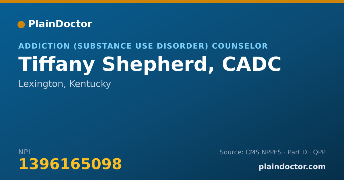 Shareable card for Tiffany Shepherd, CADC - Addiction (Substance Use Disorder) Counselor, Lexington, KY