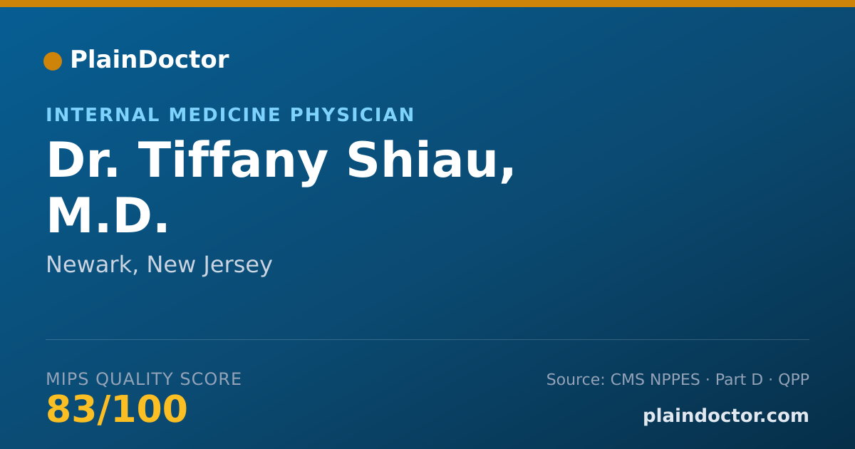 Shareable card for Tiffany Shiau, M.D. - Internal Medicine Physician, Newark, NJ