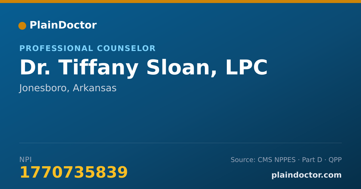 Shareable card for Tiffany Sloan, LPC - Professional Counselor, Jonesboro, AR