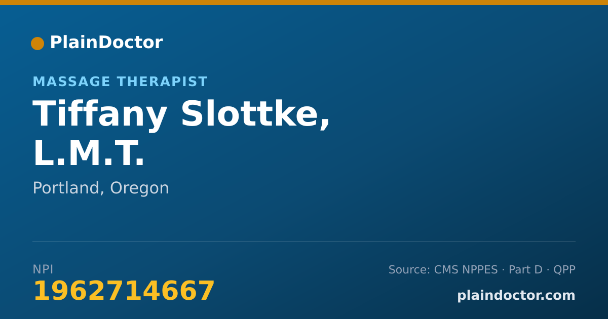 Shareable card for Tiffany Slottke, L.M.T. - Massage Therapist, Portland, OR