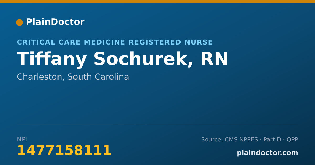 Shareable card for Tiffany Sochurek, RN - Critical Care Medicine Registered Nurse, Charleston, SC