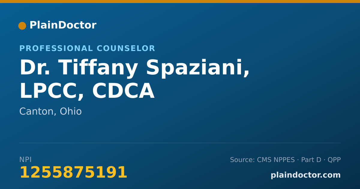 Shareable card for Tiffany Spaziani, LPCC, CDCA - Professional Counselor, Canton, OH