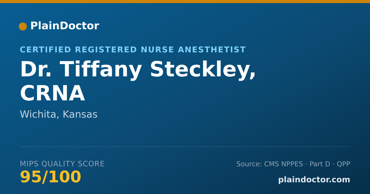 Shareable card for Tiffany Steckley, CRNA - Certified Registered Nurse Anesthetist, Wichita, KS