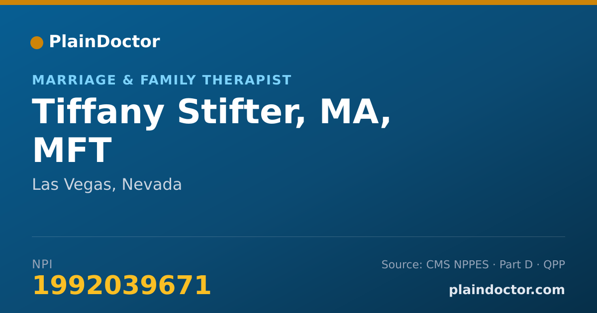 Shareable card for Tiffany Stifter, MA, MFT - Marriage & Family Therapist, Las Vegas, NV