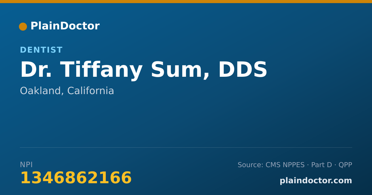Shareable card for Tiffany Sum, DDS - Dentist, Oakland, CA