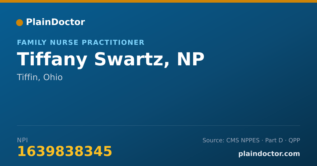 Shareable card for Tiffany Swartz, NP - Family Nurse Practitioner, Tiffin, OH
