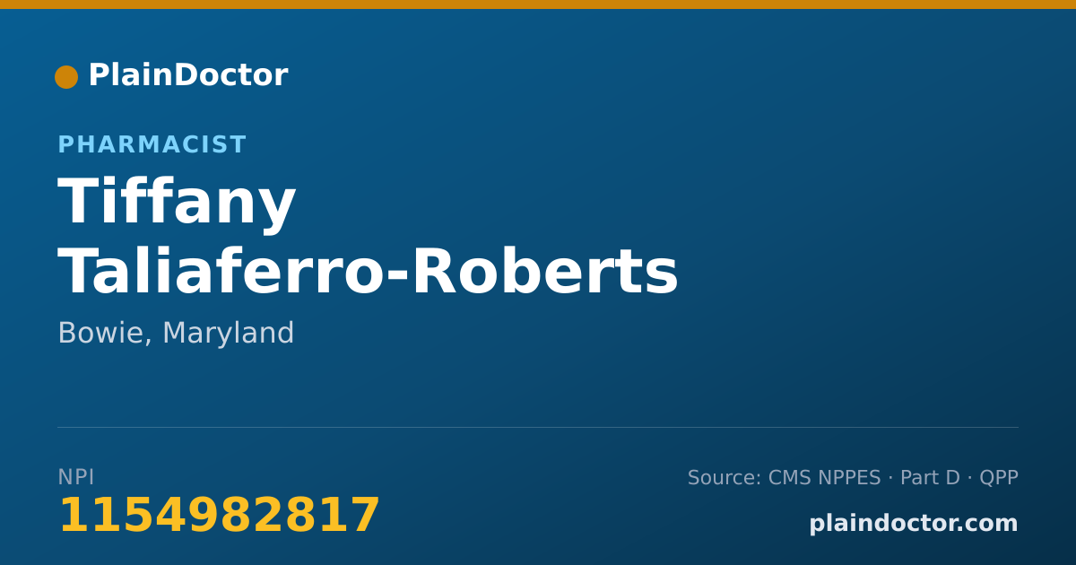 Shareable card for Tiffany Taliaferro-Roberts - Pharmacist, Bowie, MD