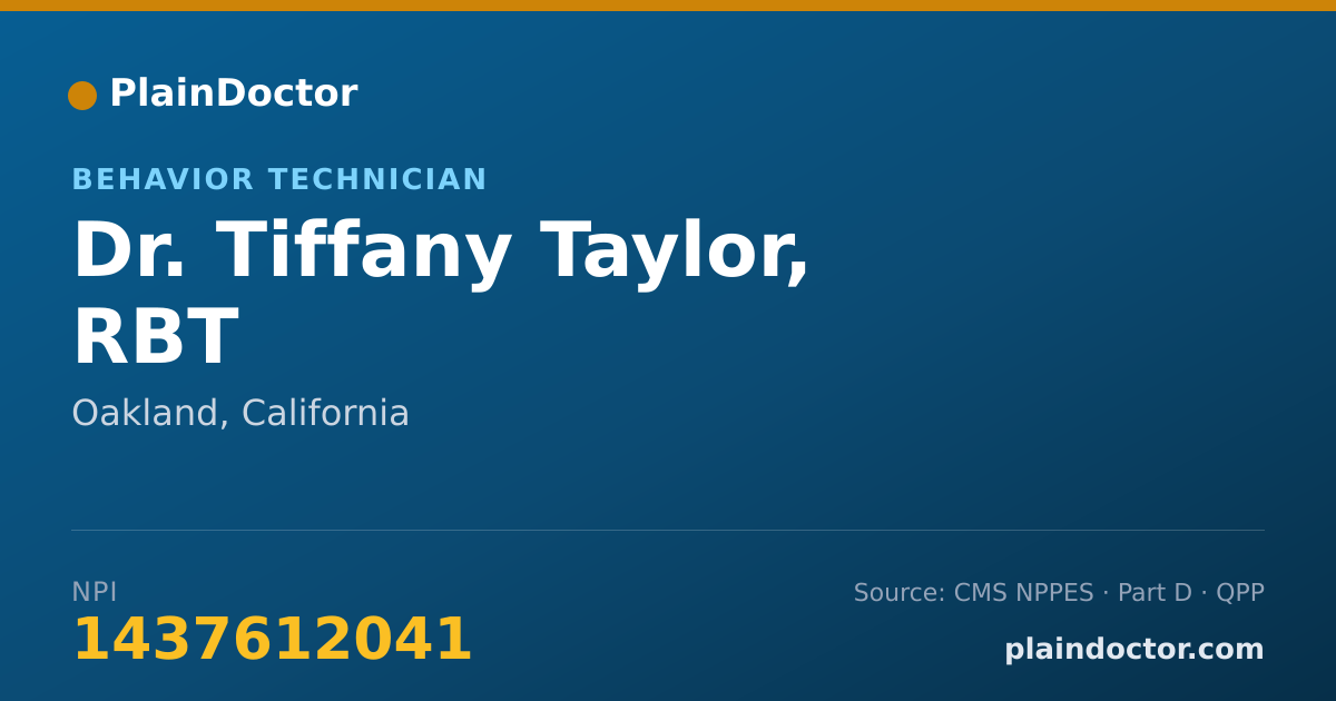 Shareable card for Tiffany Taylor, RBT - Behavior Technician, Oakland, CA