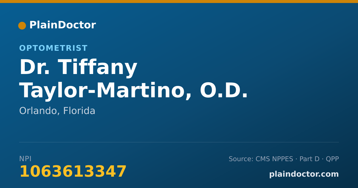 Shareable card for Tiffany Taylor-Martino, O.D. - Optometrist, Orlando, FL