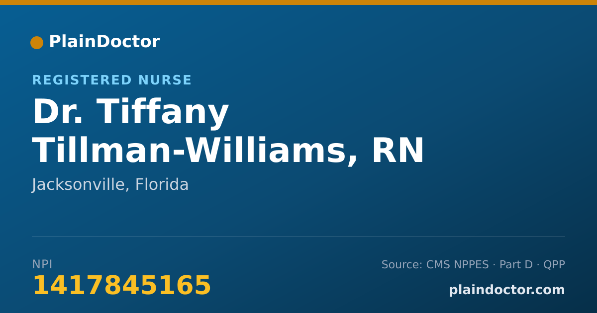 Shareable card for Tiffany Tillman-Williams, RN - Registered Nurse, Jacksonville, FL