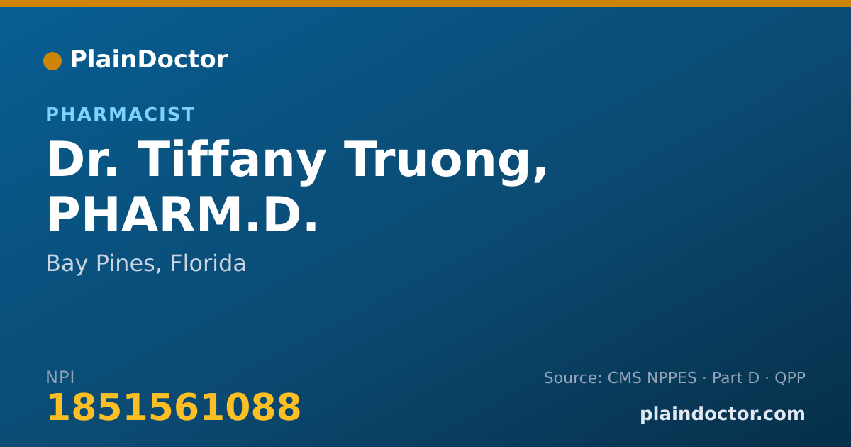 Shareable card for Tiffany Truong, PHARM.D. - Pharmacist, Bay Pines, FL