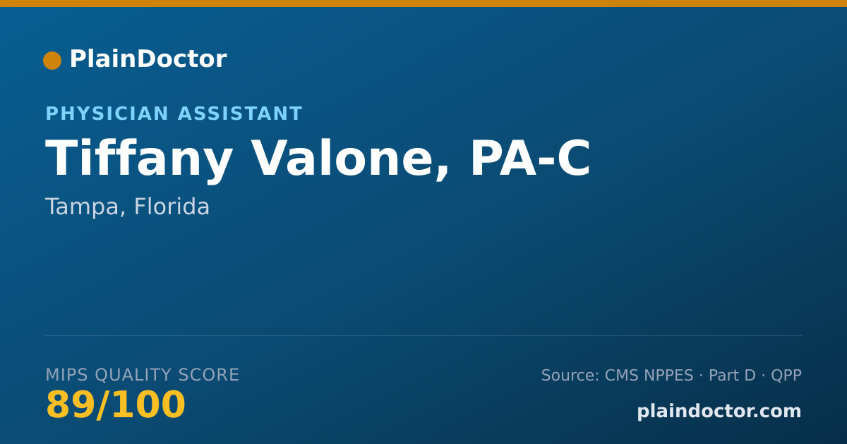 Shareable card for Tiffany Valone, PA-C - Physician Assistant, Tampa, FL