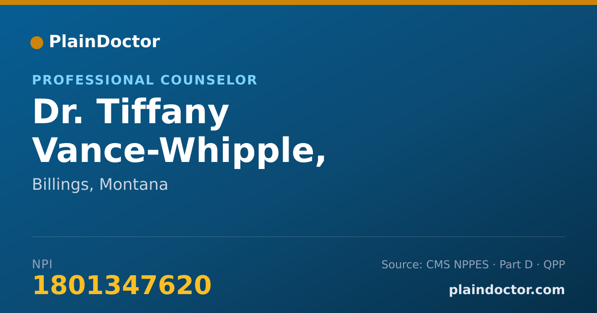 Shareable card for Tiffany Vance-Whipple, LAC,LCPC - Professional Counselor, Billings, MT