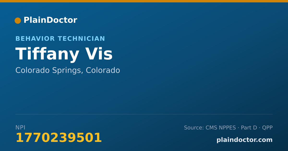 Shareable card for Tiffany Vis - Behavior Technician, Colorado Springs, CO