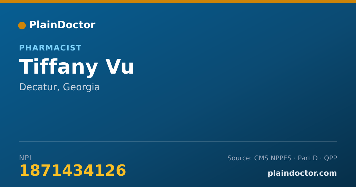 Shareable card for Tiffany Vu - Pharmacist, Decatur, GA