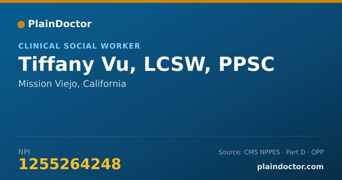 Shareable card for Tiffany Vu, LCSW, PPSC - Clinical Social Worker, Mission Viejo, CA
