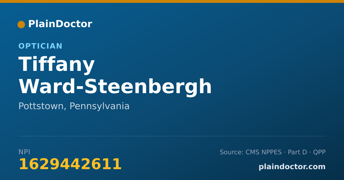 Shareable card for Tiffany Ward-Steenbergh - Optician, Pottstown, PA