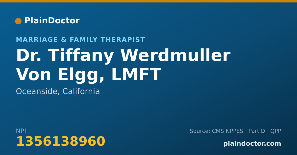 Shareable card for Tiffany Werdmuller Von Elgg, LMFT - Marriage & Family Therapist, Oceanside, CA