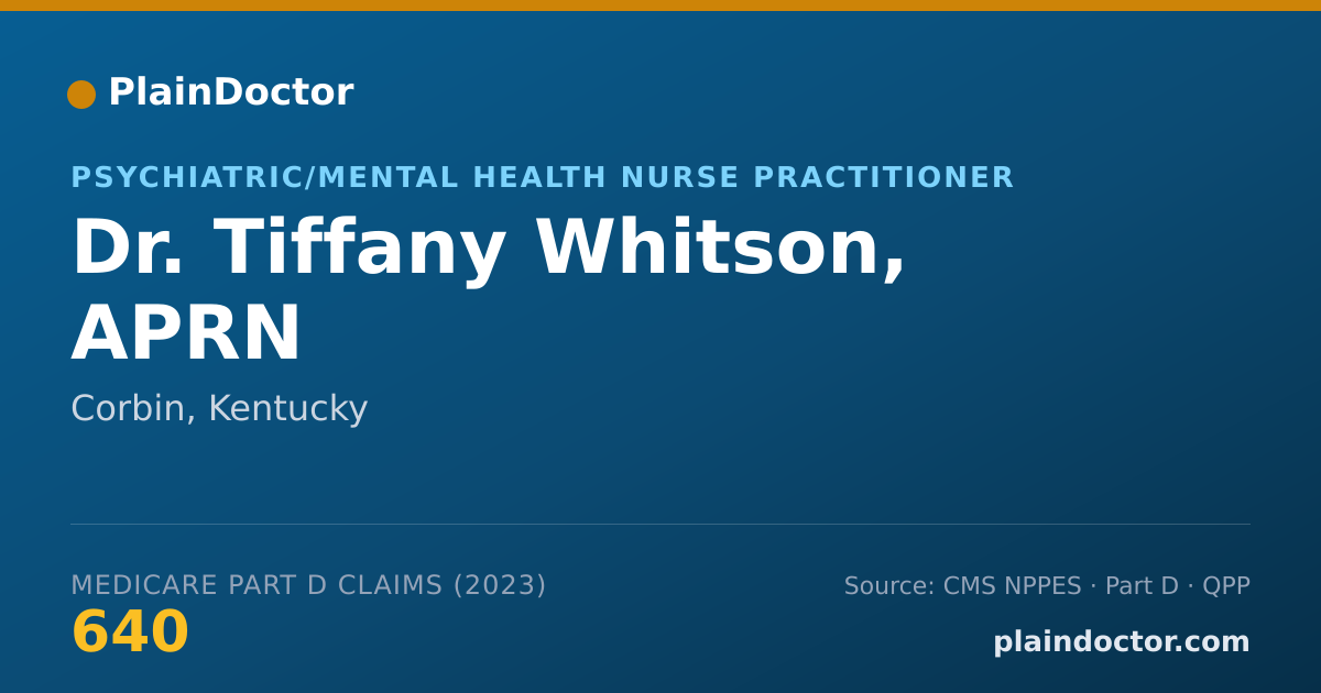 Shareable card for Tiffany Whitson, APRN - Psychiatric/Mental Health Nurse Practitioner, Corbin, KY