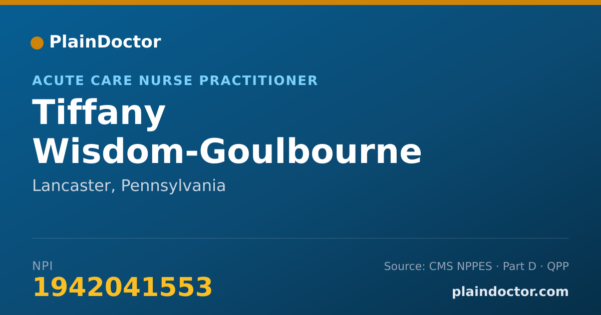 Shareable card for Tiffany Wisdom-Goulbourne - Acute Care Nurse Practitioner, Lancaster, PA