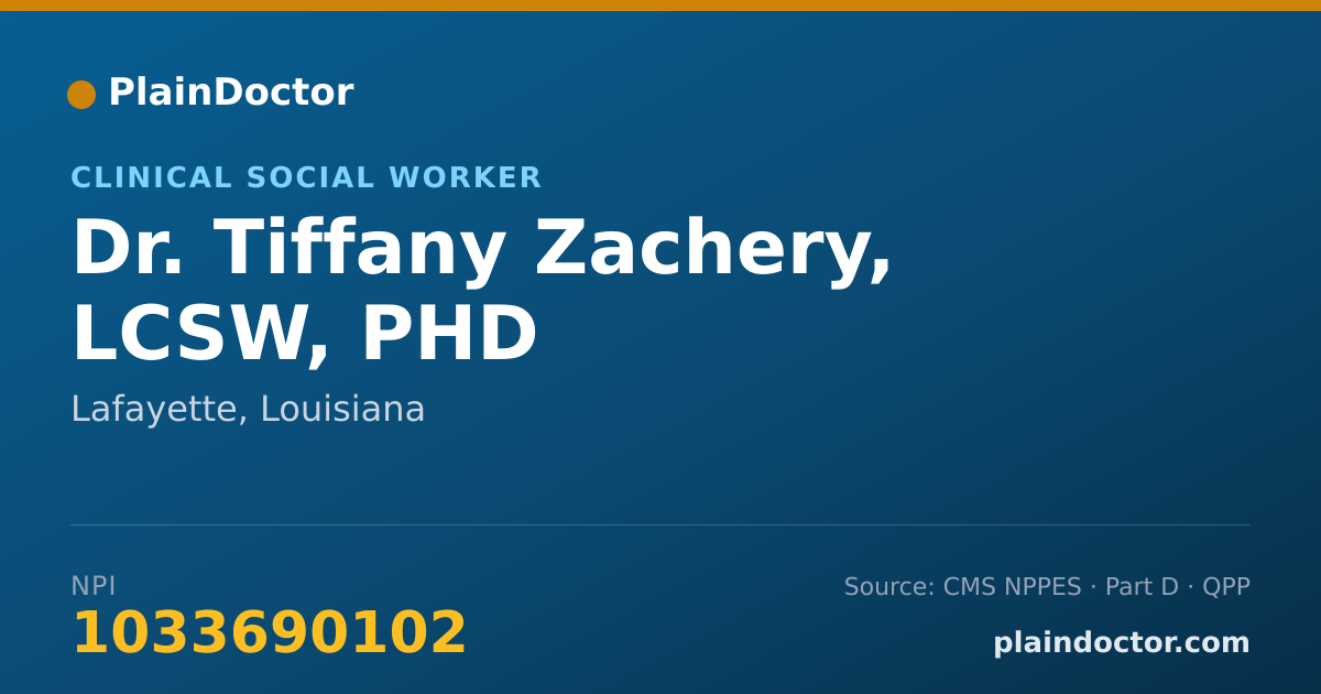 Shareable card for Tiffany Zachery, LCSW, PHD - Clinical Social Worker, Lafayette, LA