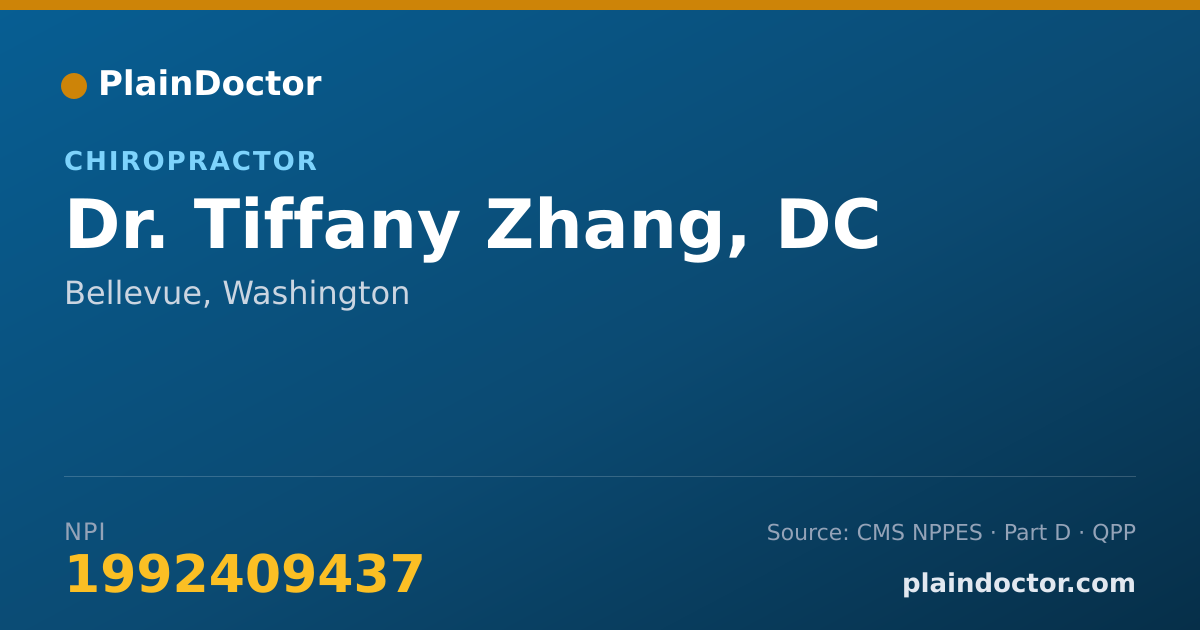 Shareable card for Tiffany Zhang, DC - Chiropractor, Bellevue, WA