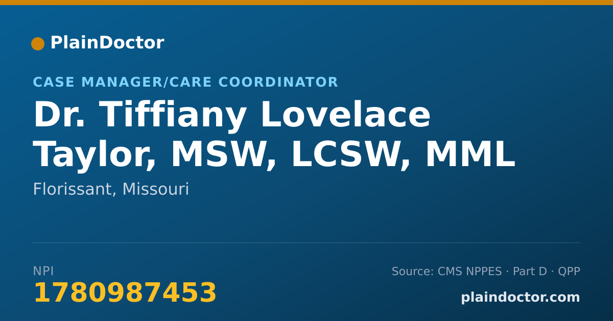 Shareable card for Tiffiany Lovelace Taylor, MSW, LCSW, MML - Case Manager/Care Coordinator, Florissant, MO