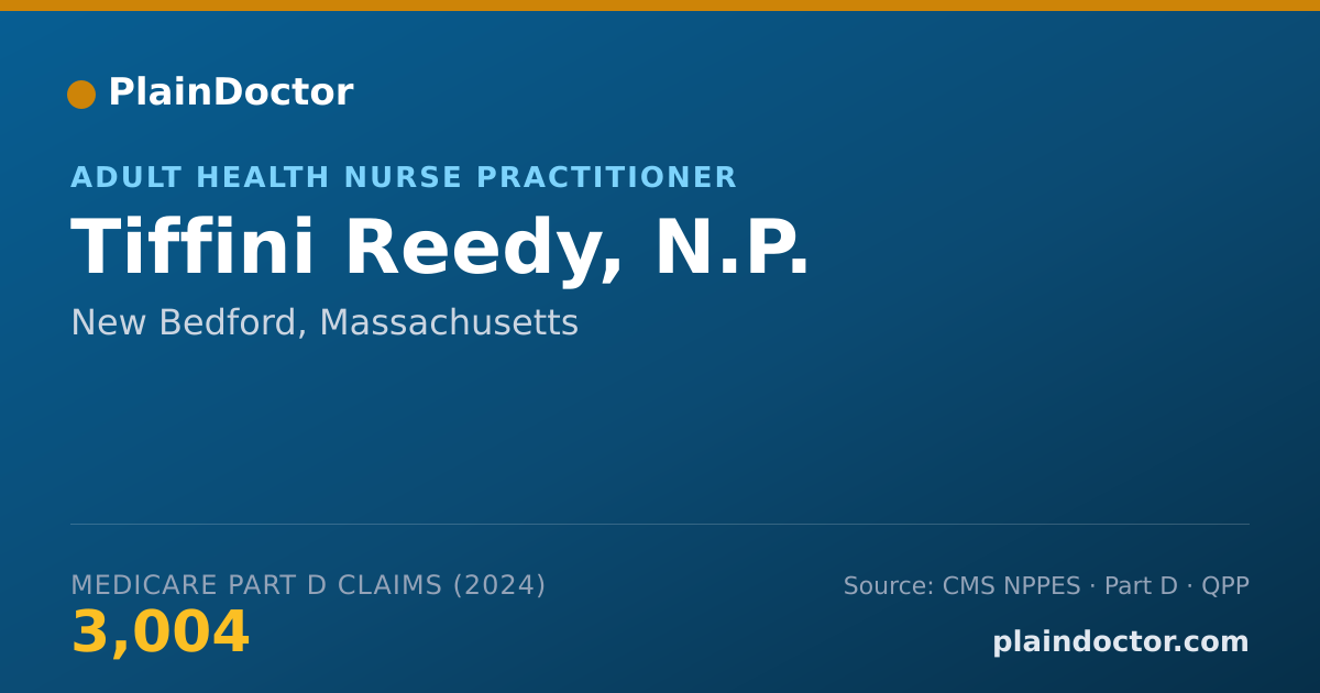 Shareable card for Tiffini Reedy, N.P. - Adult Health Nurse Practitioner, New Bedford, MA