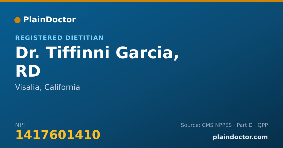 Shareable card for Tiffinni Garcia, RD - Registered Dietitian, Visalia, CA