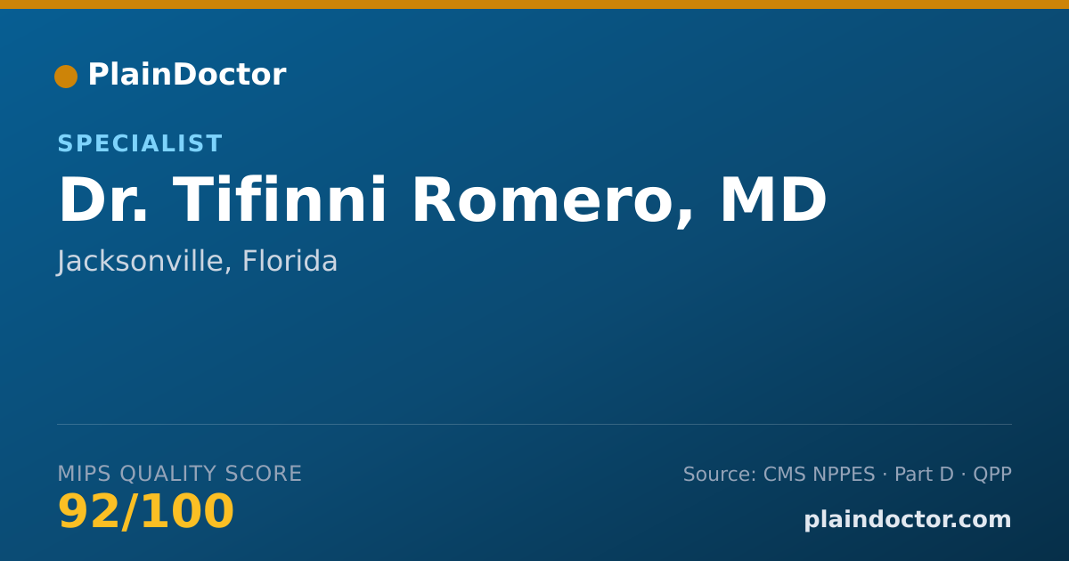 Shareable card for Tifinni Romero, MD - Specialist, Jacksonville, FL