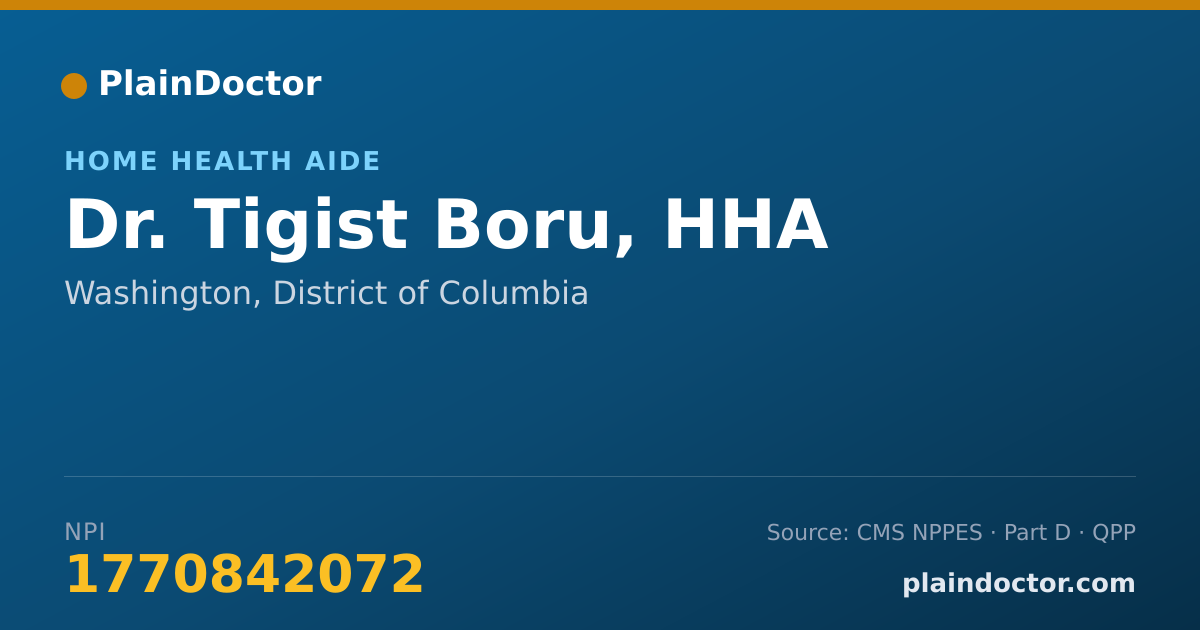 Shareable card for Tigist Boru, HHA - Home Health Aide, Washington, DC