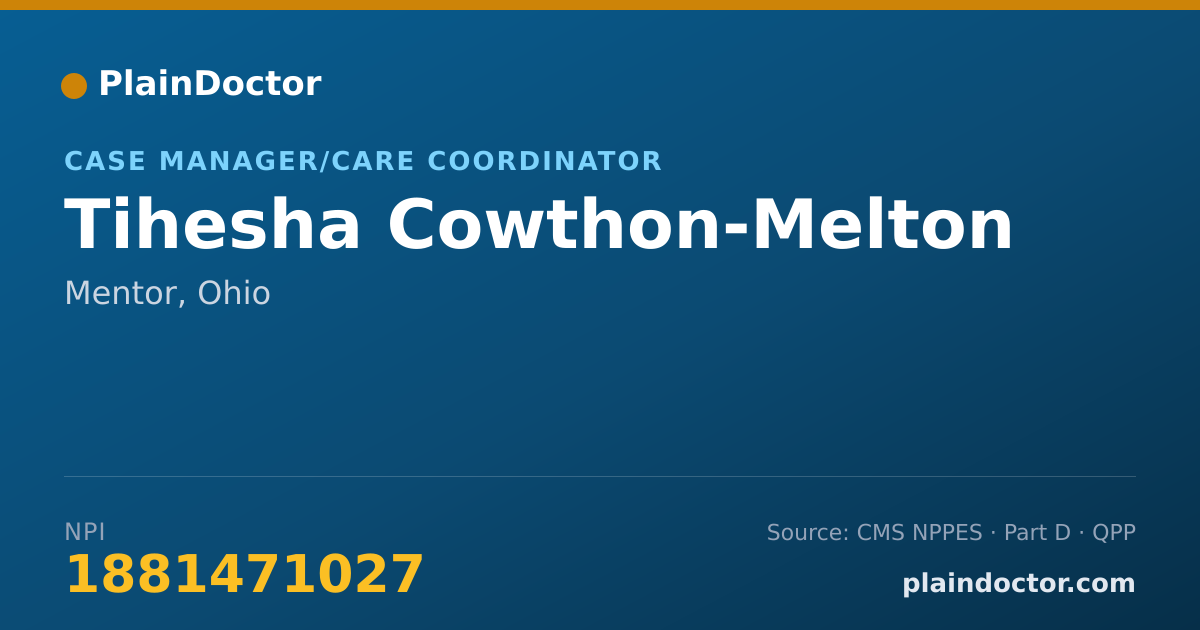 Shareable card for Tihesha Cowthon-Melton - Case Manager/Care Coordinator, Mentor, OH
