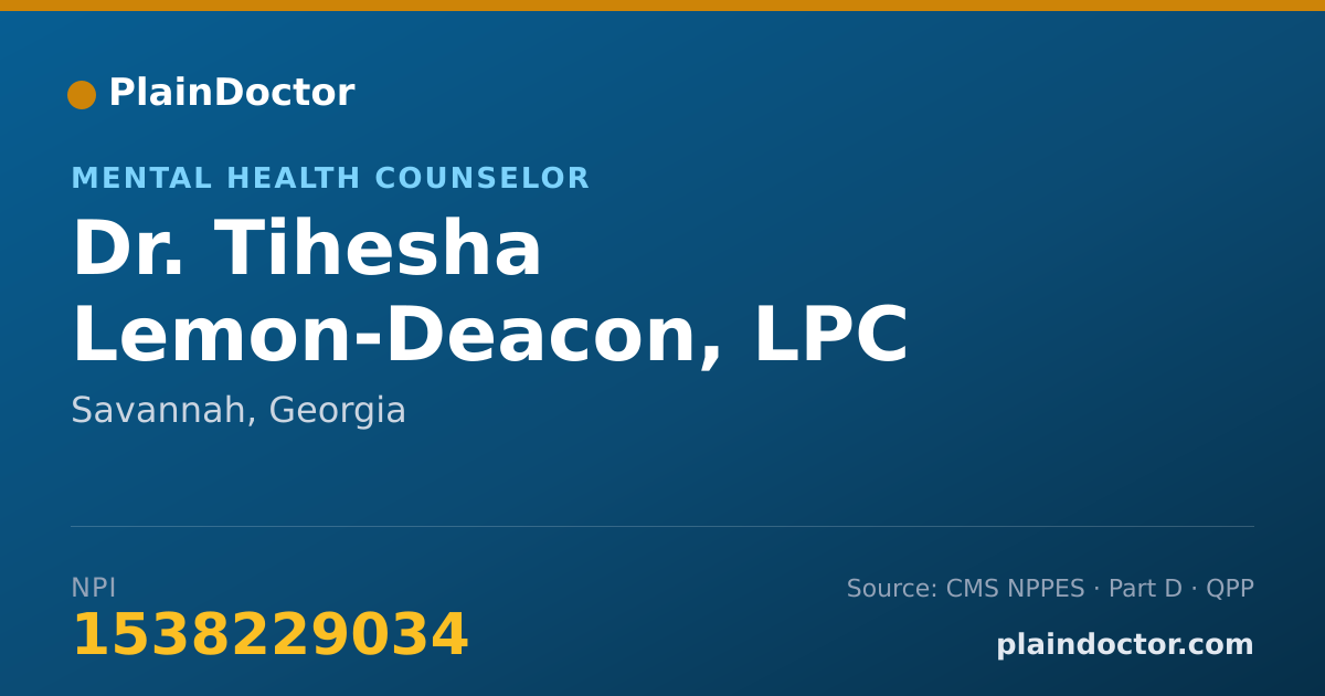 Shareable card for Tihesha Lemon-Deacon, LPC - Mental Health Counselor, Savannah, GA