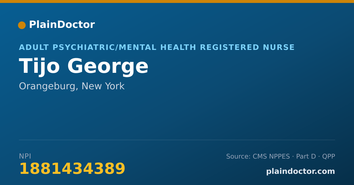 Shareable card for Tijo George - Adult Psychiatric/Mental Health Registered Nurse, Orangeburg, NY