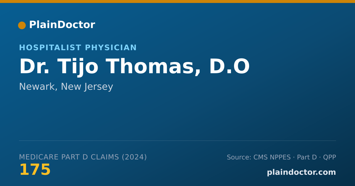 Shareable card for Tijo Thomas, D.O - Critical Care Medicine (Internal Medicine) Physician, Newark, NJ