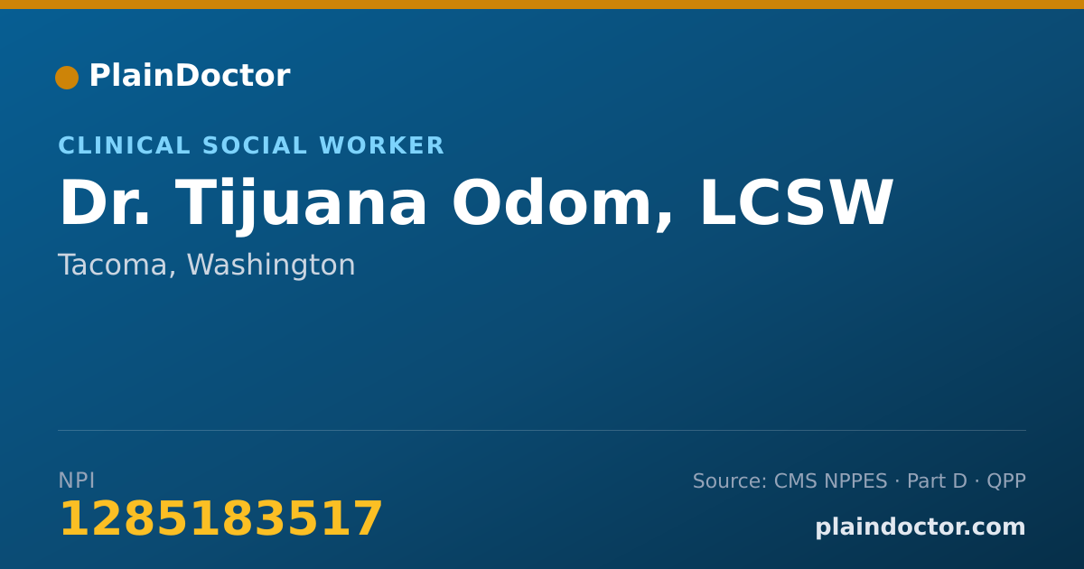 Shareable card for Tijuana Odom, LCSW - Clinical Social Worker, Tacoma, WA