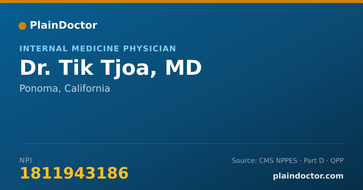 Shareable card for Tik Tjoa, MD - Internal Medicine Physician, Ponoma, CA