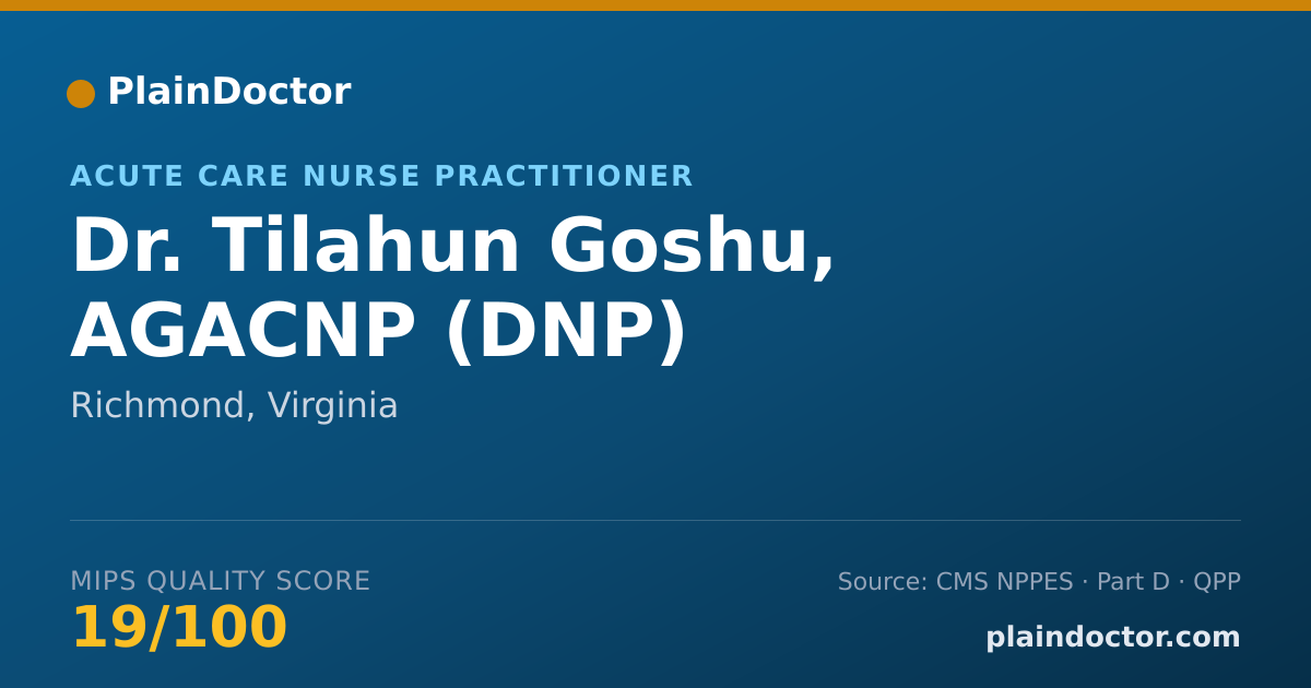 Shareable card for Tilahun Goshu, AGACNP (DNP) - Acute Care Nurse Practitioner, Richmond, VA