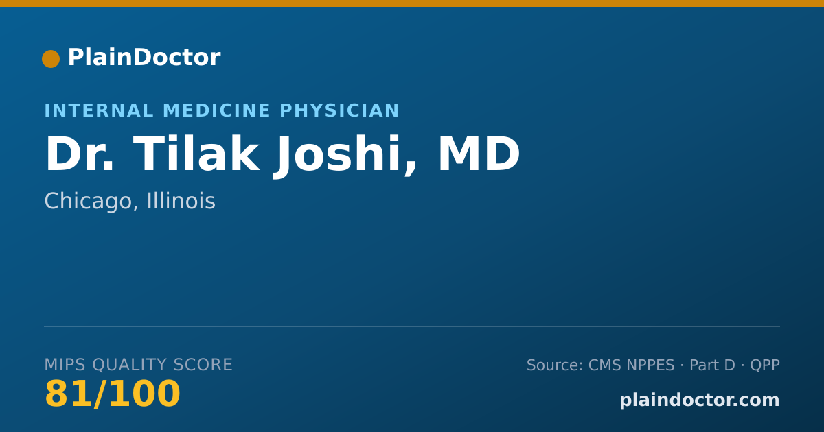 Shareable card for Tilak Joshi, MD - Internal Medicine Physician, Chicago, IL