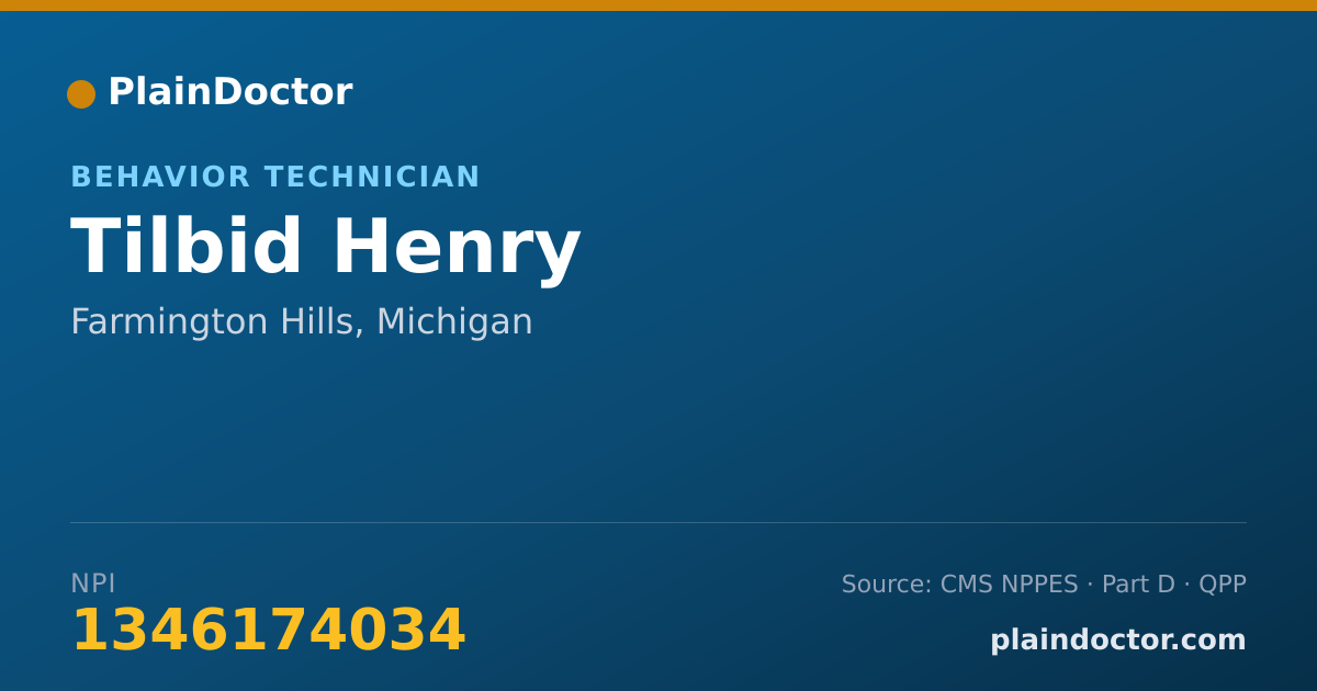 Shareable card for Tilbid Henry - Behavior Technician, Farmington Hills, MI