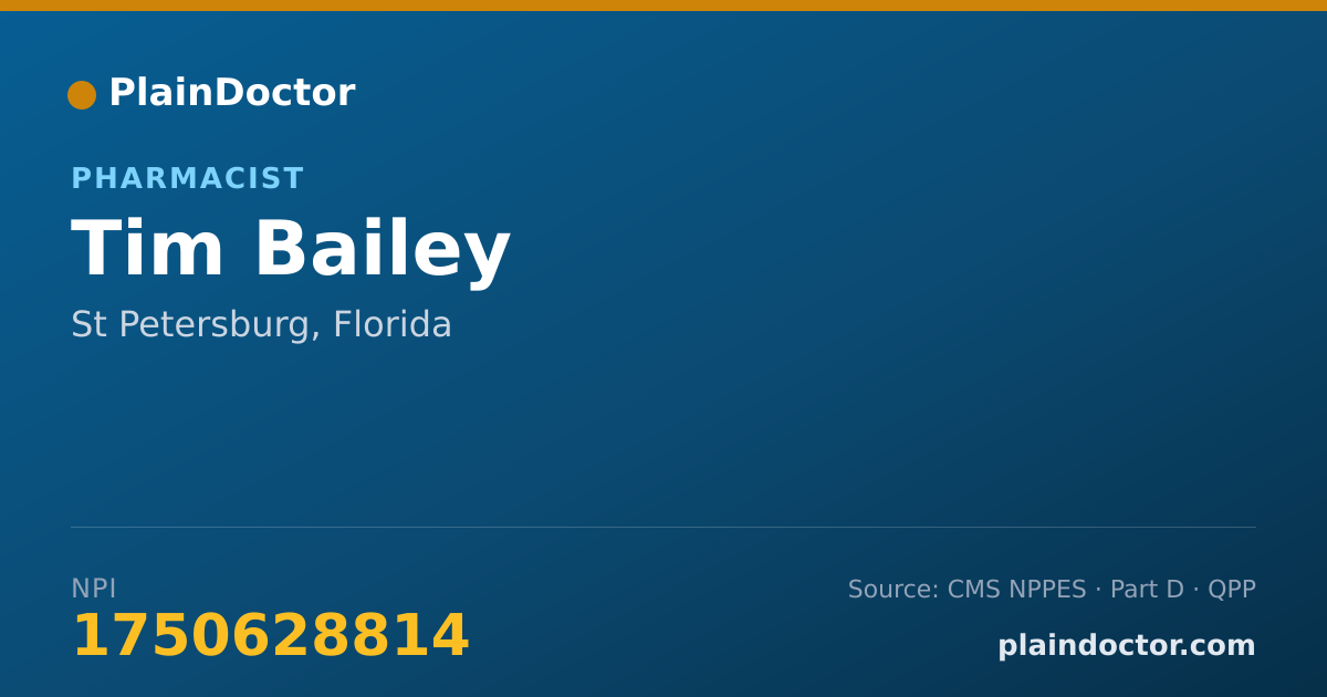 Shareable card for Tim Bailey - Pharmacist, St Petersburg, FL