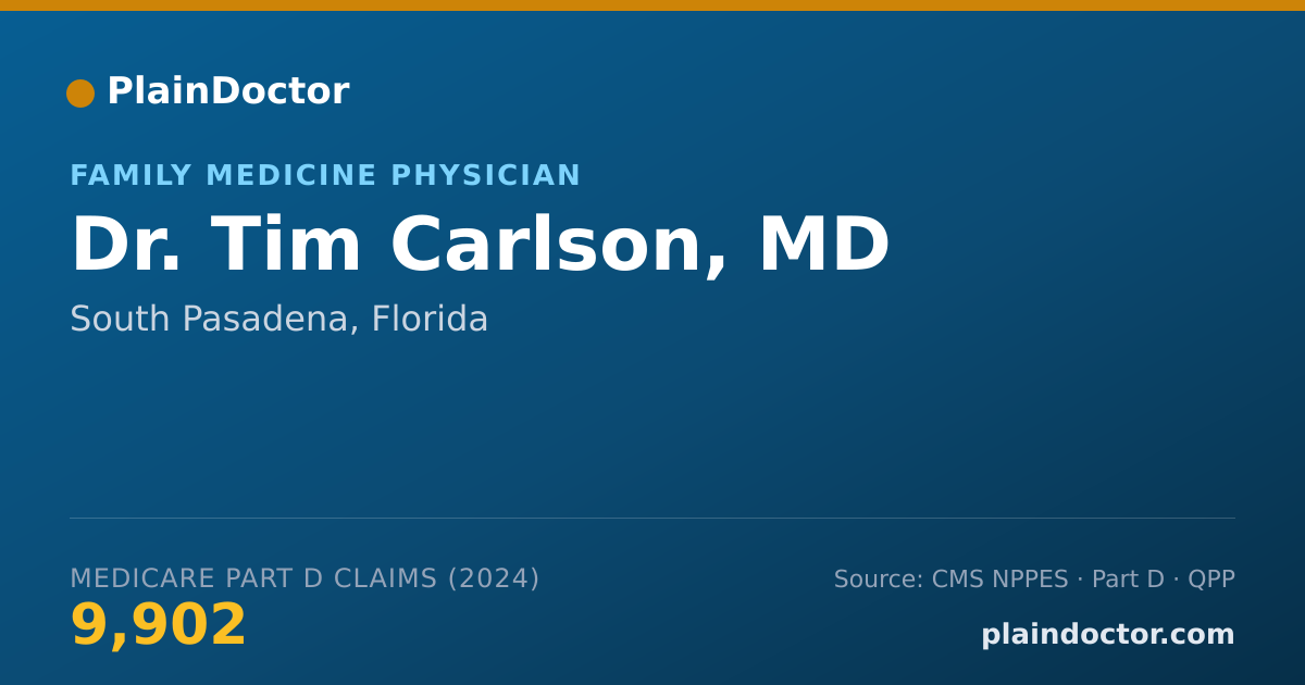 Shareable card for Tim Carlson, MD - Family Medicine Physician, South Pasadena, FL