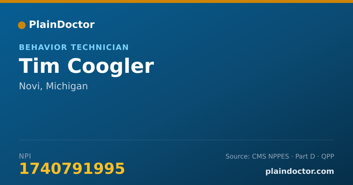 Shareable card for Tim Coogler - Behavior Technician, Novi, MI